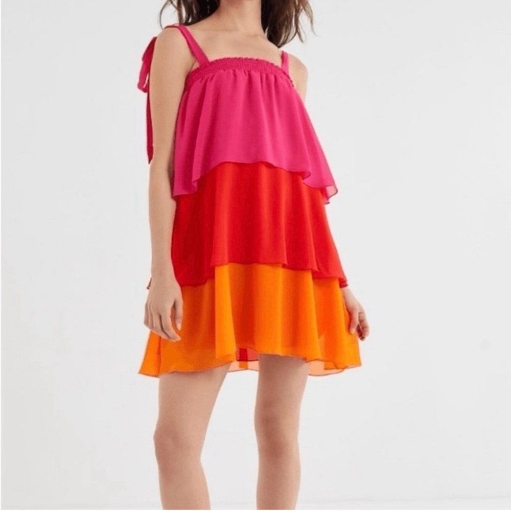 Show Me Your MuMu Pink Red Orange Mini Dress